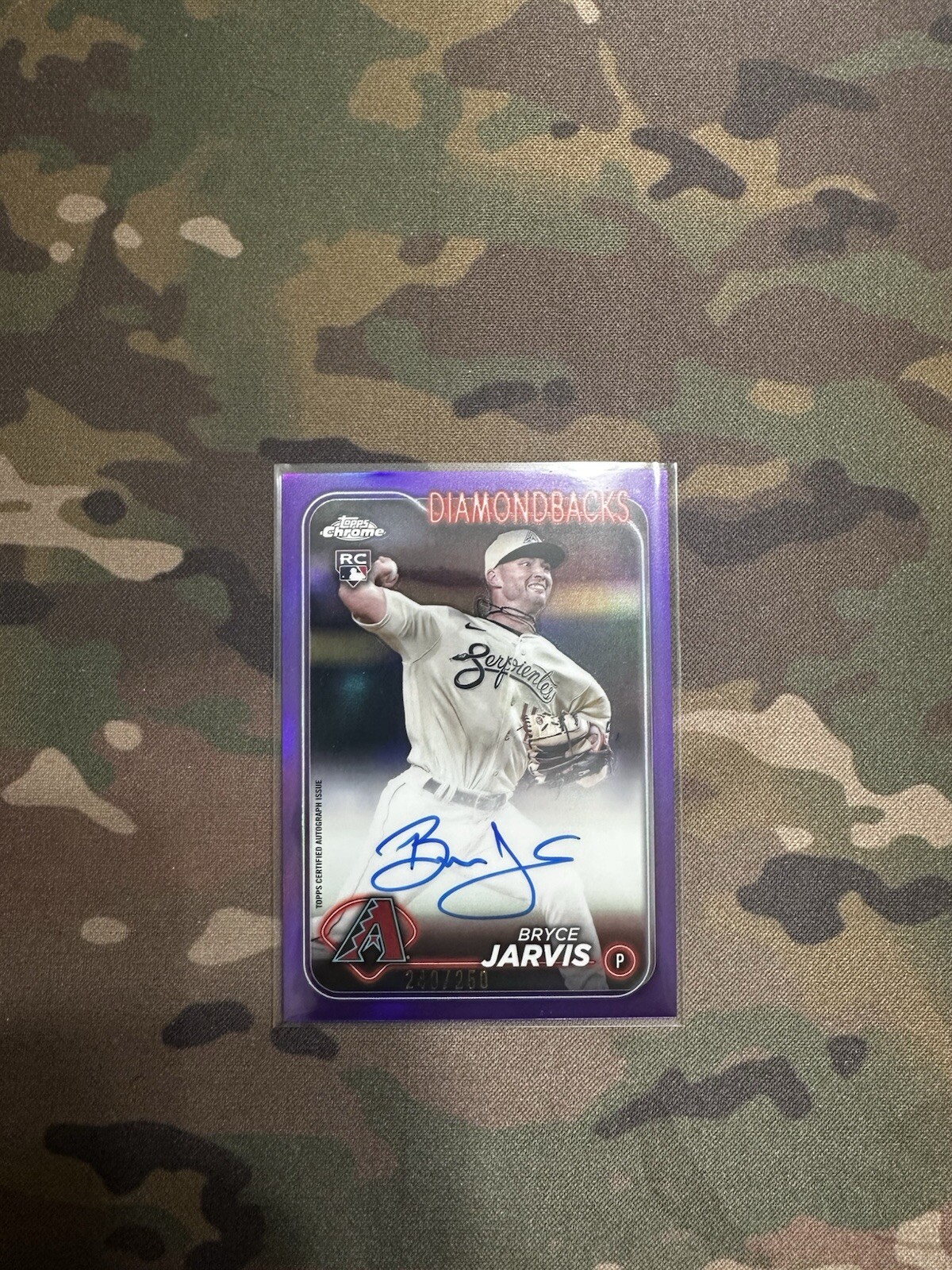 2024 Topps Chrome Bryce Jarvis RA-BJ RC Purple Refractor Auto /250 Diamondbacks