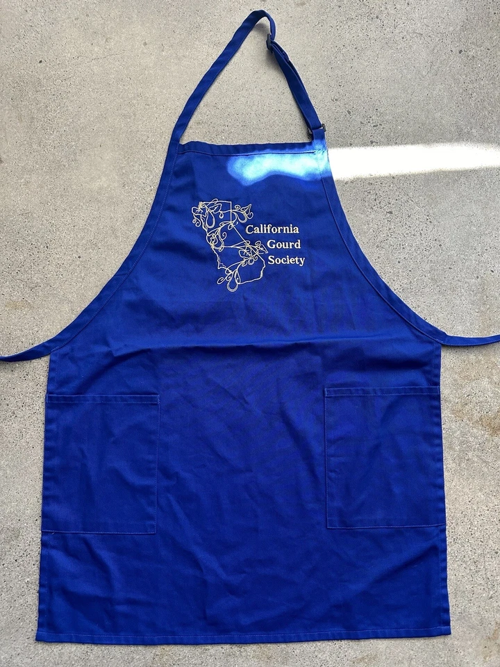 Vintage Uncommon Threads California Gourd Society Blue Polycotton Apron Size M - Image 2 of 4