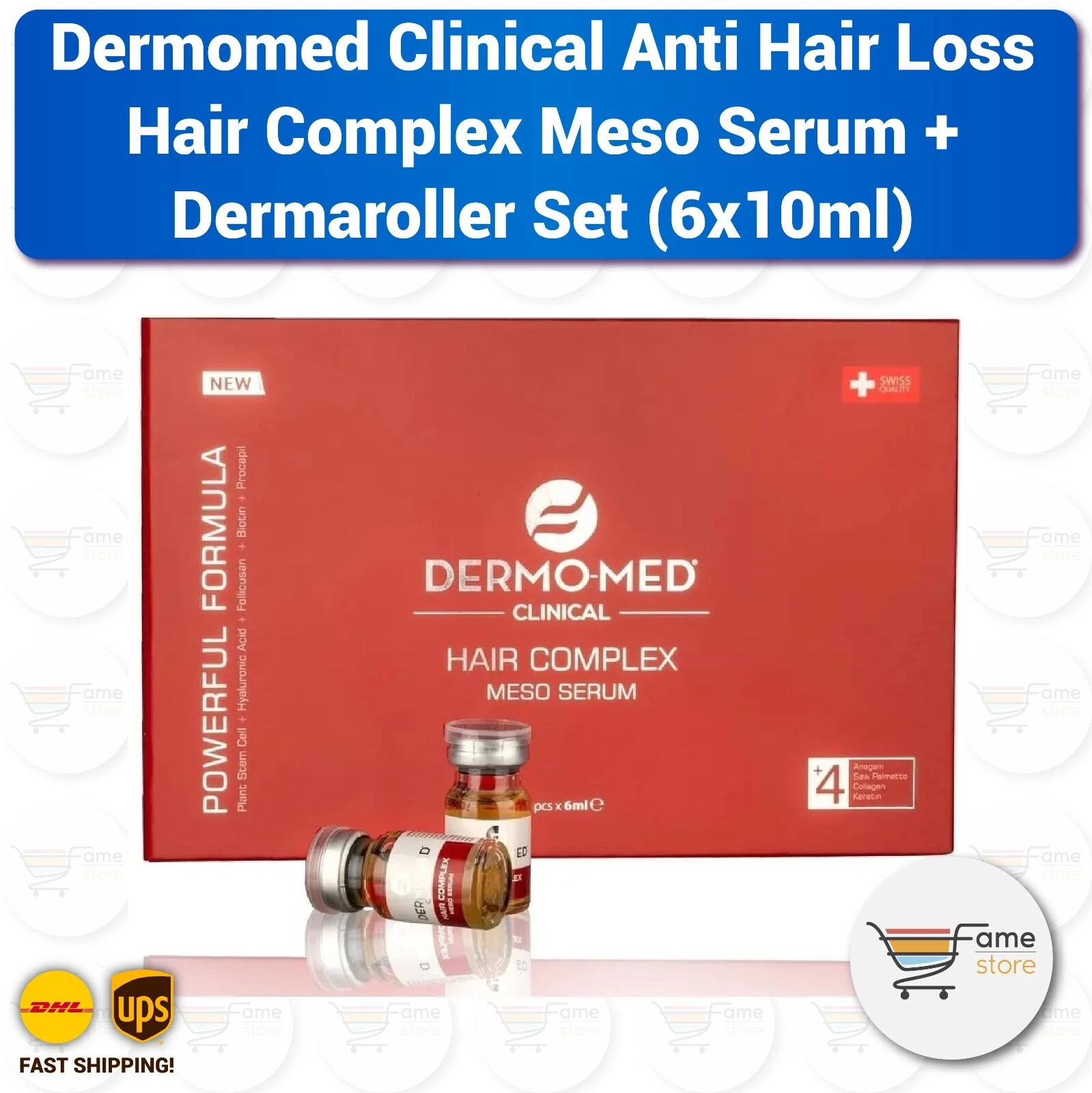 Dermomed Clinical Anti Hair Loss Hair Complex Meso Serum + Dermaroller Set(6x10)