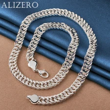 ALIZERO Men's 925 Sterling Silver 10mm Cuban Chain Necklace Fashion Jewelry