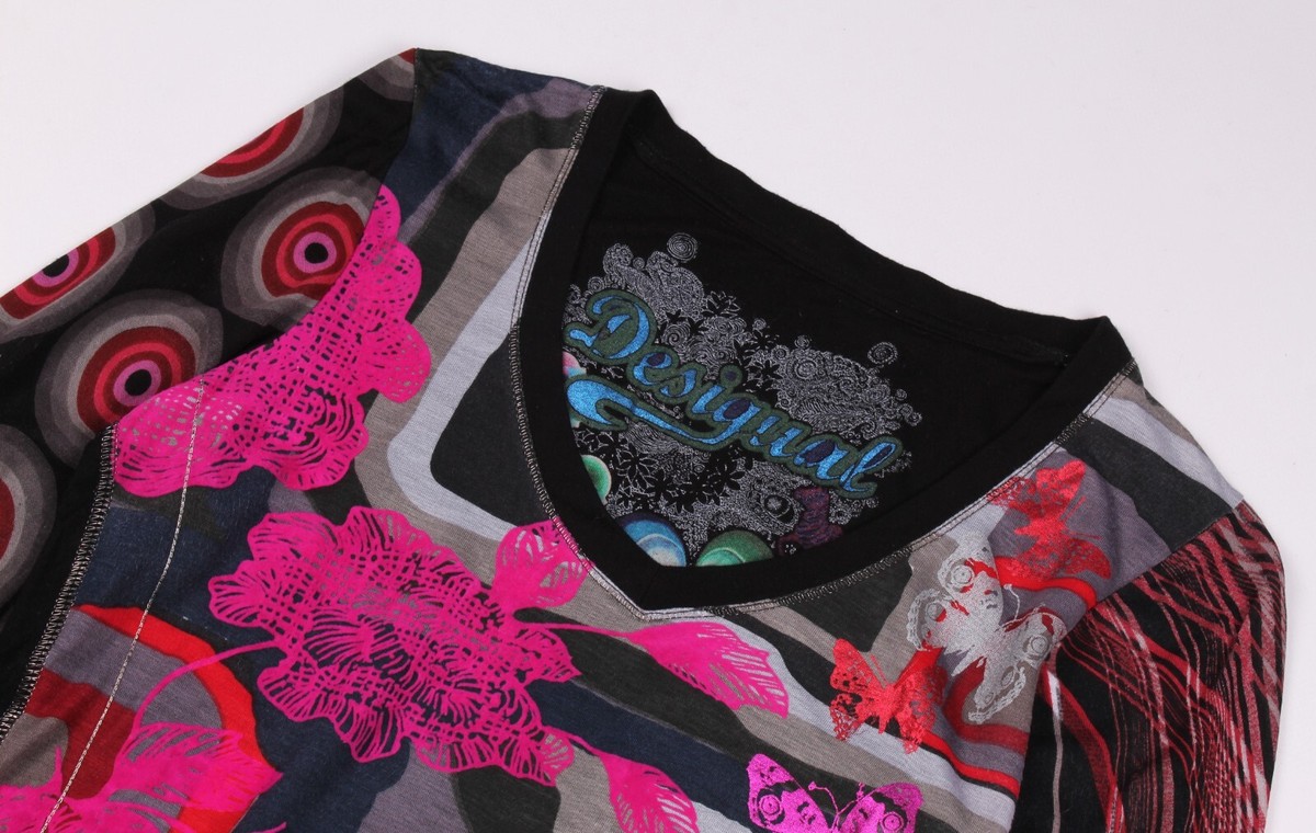 トップス 00s archive camo design tops DESIGUAL XL Retro Camouflage Mesh Long Sleeve Top | LOVESTITCH
