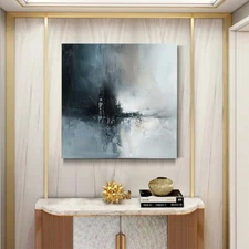 Gray Hand-painted oil painting Abstract on canvas Modern wall decor art