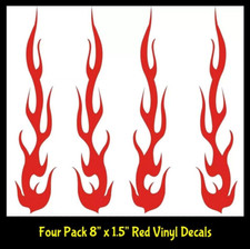 Tribal Flames Red Hot Rod Fire Four 8" Red Vinyl Decal Car Truck Motorcycle