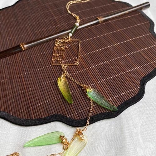Hanfu Waist Belt Accessories Bamboo Leaf Waist Belt Tassel Pendant/ - Picture 5 of 8