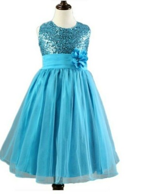 Blue Party Sequin Dress Sleeveless For Toddler Girl By Styles I Love.Com