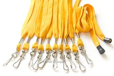 Pack 100 ATHLETIC GOLD BREAKAWAY FLAT LANYARD ID BADGES STRAP HOLDER SWIVEL HOOK