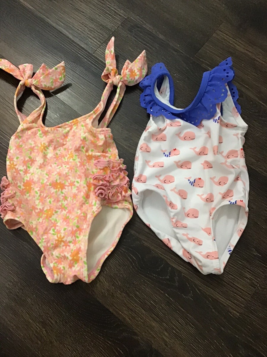 Baby Girl Lot Of Two Bathing Suits Gymboree Gap 3-6 0-6 Floral