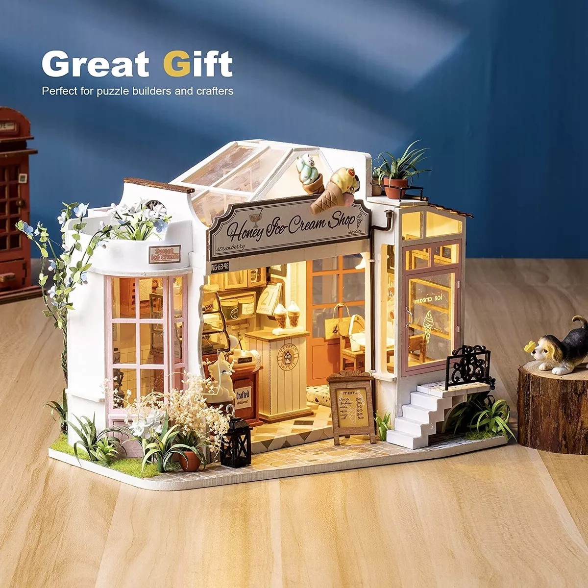 Rolife DIY Wooden Miniature Dollhouse Honey Ice-cream Shop DG148 Teens Gift