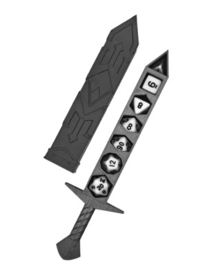  3D Printed Black Sword Dice Case | RPG DnD D&D Dungeons & Dragons d20 AD&D