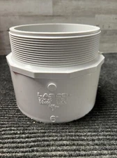 (1) NEW LASCO 6"  WHITE PVC-I SCH-40 PW NSF 6" SLIP x 6" MALE THREAD COUPLING