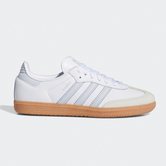 Женская обувь Adidas Samba OG белого/светло-синего цвета - IE0877 с доставкой