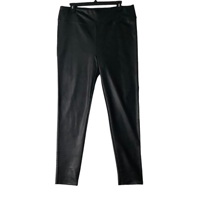 NYDJ Womens Black Stretch Faux Leather Pants Women Size Large Style  MTSC8077