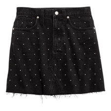 Madewell Black Rigid Denim A-line Mini Skirt Metallic Dots Edition Women's 28