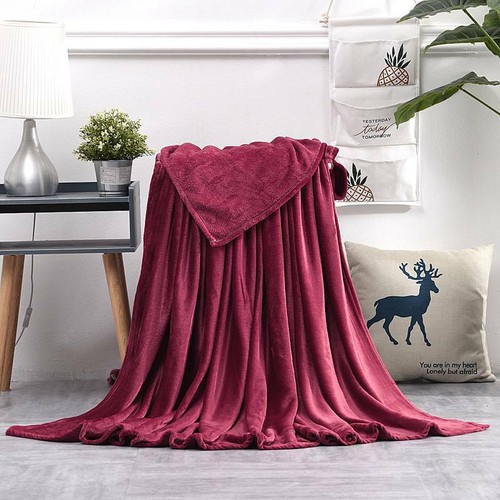 Warm Plain Fleece Throw Over Large Decor Sofa Bed Blanket Soft Solid 50x70cm - Picture 21 of 30