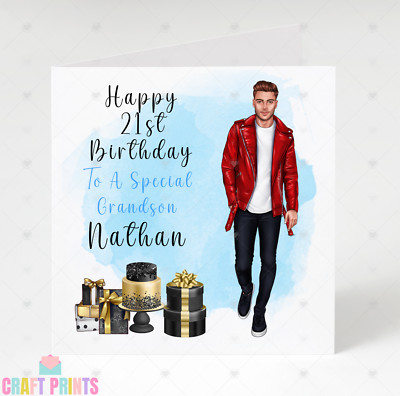 Personalised Birthday Card for Him Male 18th 21st 30th Son Grandson ...