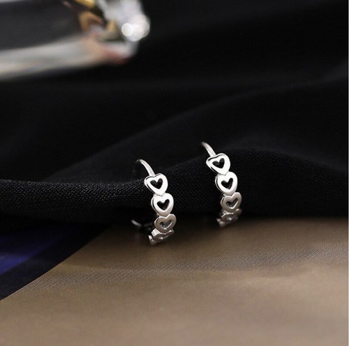 NEW 925 Stamp Hollow Heart Earrings for Women 2021 Retro Heart-shaped Earrings - Picture 3 of 6