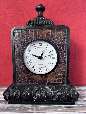 Collectible Mastercraft Int Ltd Croc Finish 9'' Cabinet Clock  BATTERY Resin
