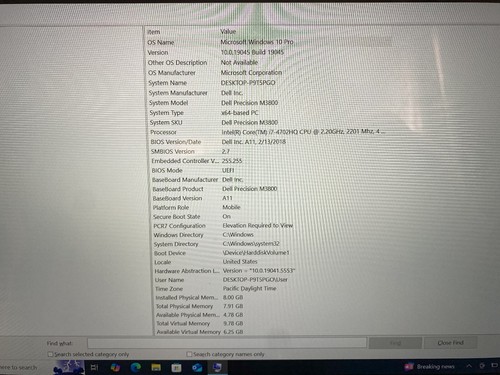 Dell Precision M3800 i7-4702HQ 2.2Ghz 8GB 256GB SSD 15.6" Touch Low Battery Life - Picture 6 of 6