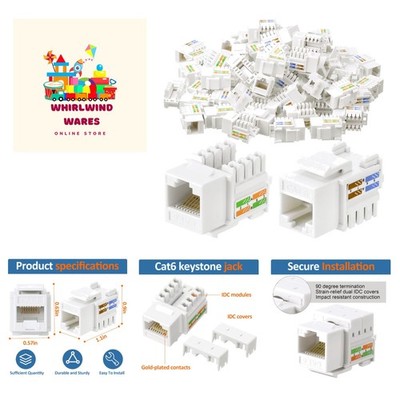 Cat6 Cable RJ45 Keystone Jack UTP Modular Ethernet Jack Insert 90-Degree, Pun...