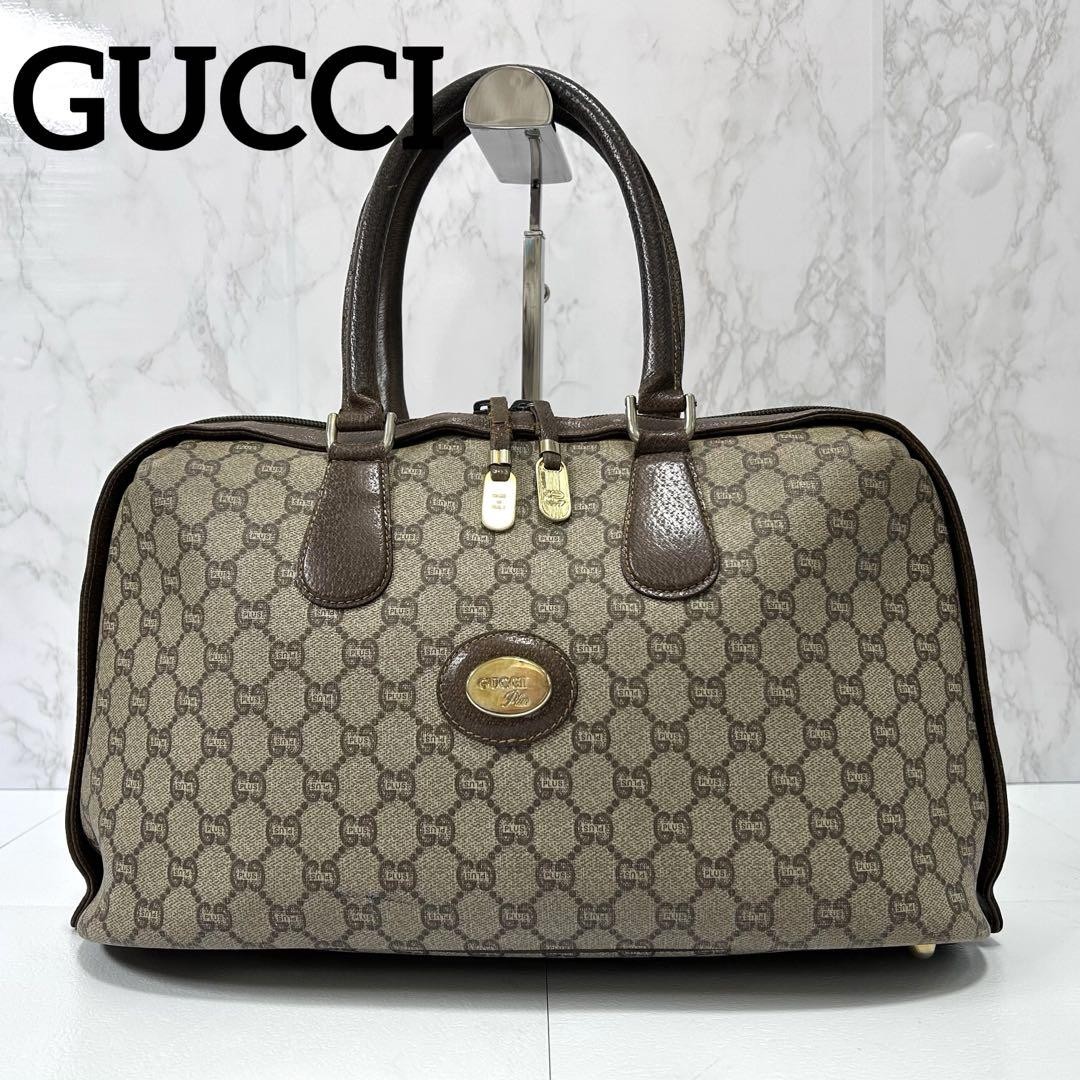 Vintage GUCCI GG PVC & Leather Handbag in Brown #PG4R9H