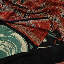 Vintage Sari Pure Georgette Silk Printed Sarees 5Yd Craft Fabric Sewing Quilting