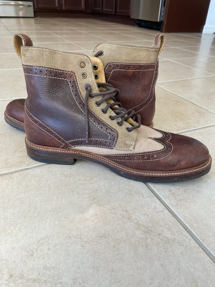 Botas Stacy Adams Marrón Para Hombre Punta de Ala Cuero y Suela Corte Hechas por el Hombre Talla 12D Foto 4 de 4