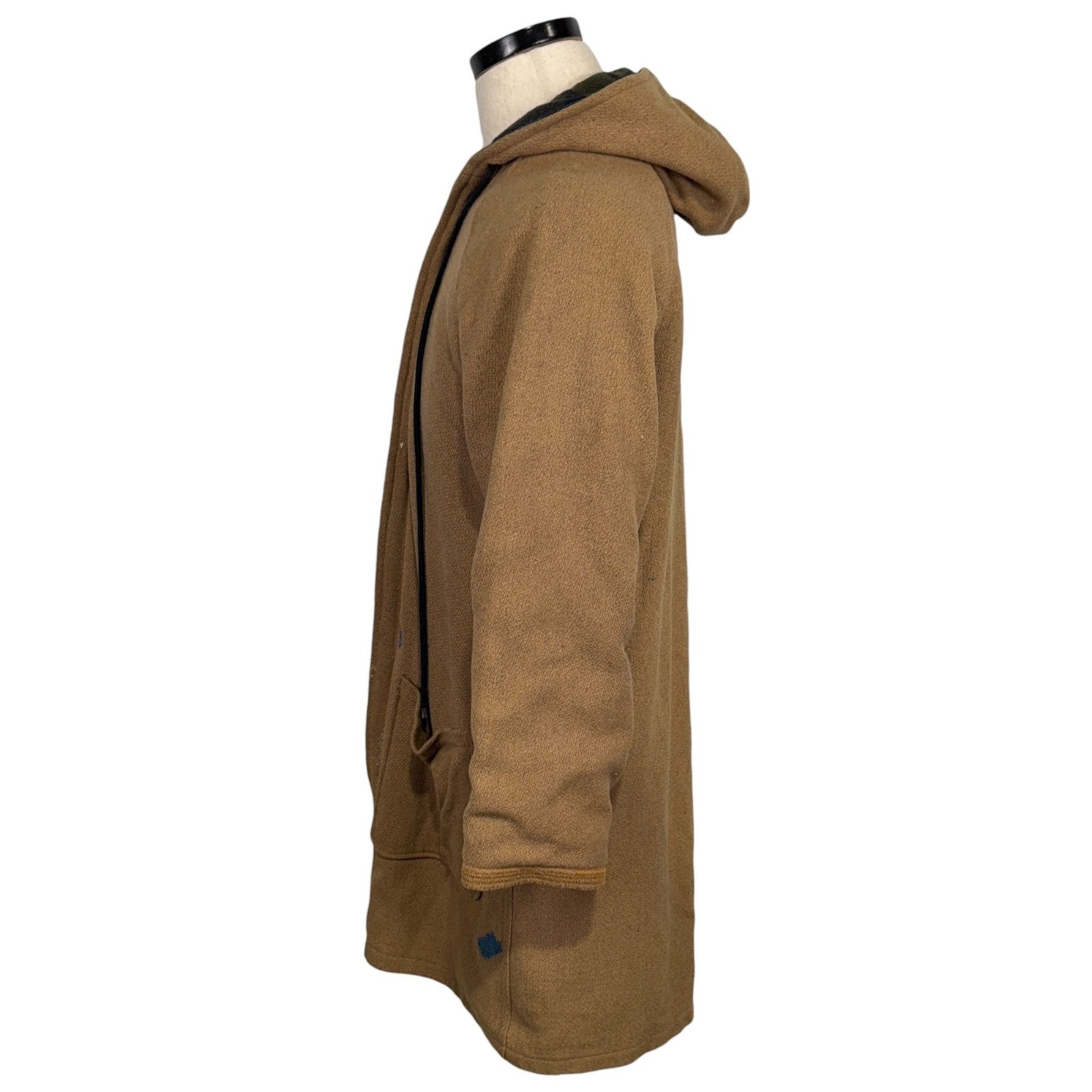 Rare 1950s Woolrich Mens Hooded Wool Coat With Plaid Lining Brown Size M image 2