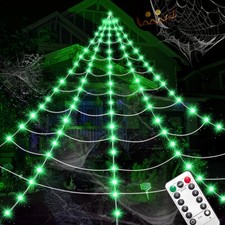 Halloween Spider Web Lights, 17FT Giant Light Up Spider Web, 290 LED Hallowee...