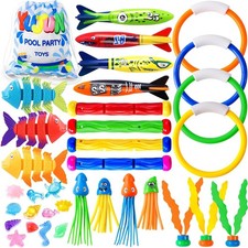 YUJUN 35PCS Pool Diving Swimming Toys, Summer Underwater Game Toys with 35pcs