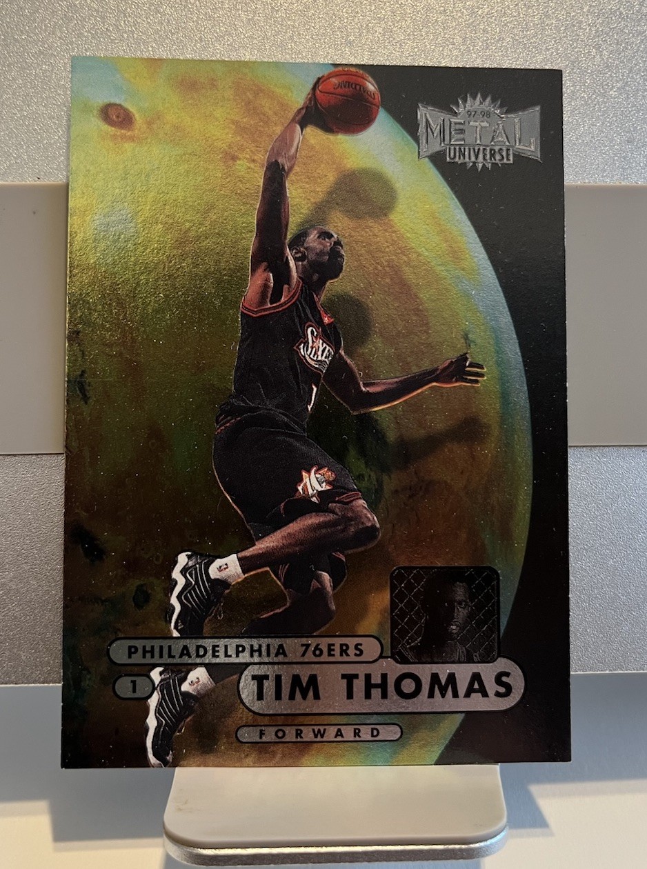Tim Thomas SkyBox Metal Universe 1997-98 Championship Preview #34 NBA 76ers