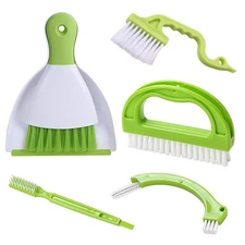 Hand-held Dustpans Grout Brush Groove Gap Cleaning Tools Set 5 Pack Green ABS