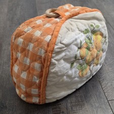 VTG 1970s Handmade Toaster Dust Cover Appliance Cover Orange Checker Granny Core