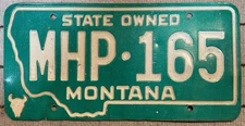 1973 1974 Montana Highway Patrol License plate MHP-165 police trooper