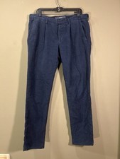 INCOTEX Slim Fit Slacks Mens Blue Soft Trouser Sz 37x30 Button Fly Chino