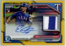 Evan Carter 2024 Bowman Chrome Gold Auto Relic RC /50 Texas Rangers #BCAR-EC