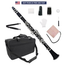 New Bb Key Clarinet 17 key Two Barrels Ebonite Wood Body Nickel Plated Case