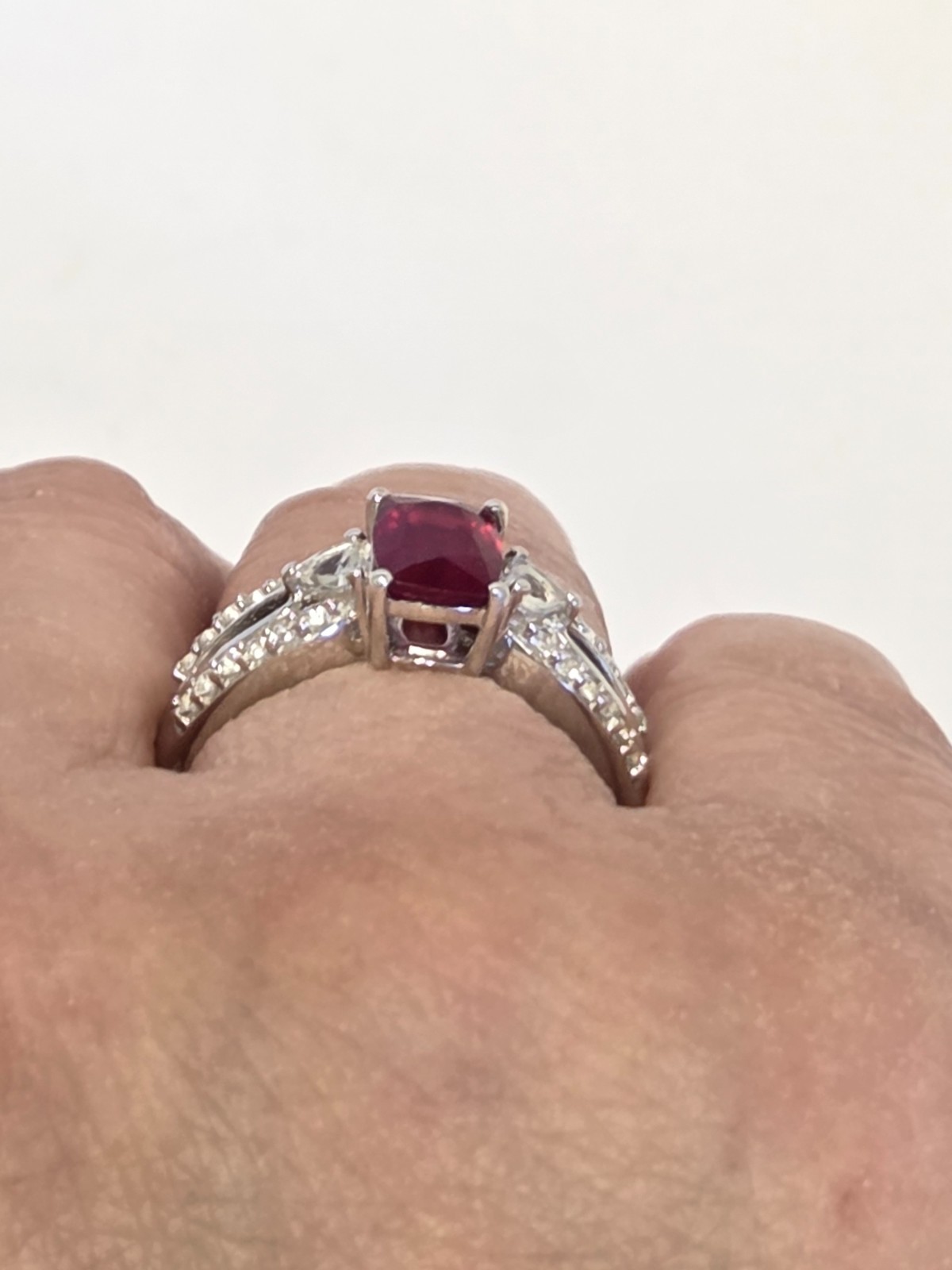 STS Lab-Created Red Ruby 925 Sterling Silver Ring… - image 19