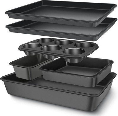 Baking Pans Set Nonstick Bakeware Includes Cookie Sheets Deep Roaster Square