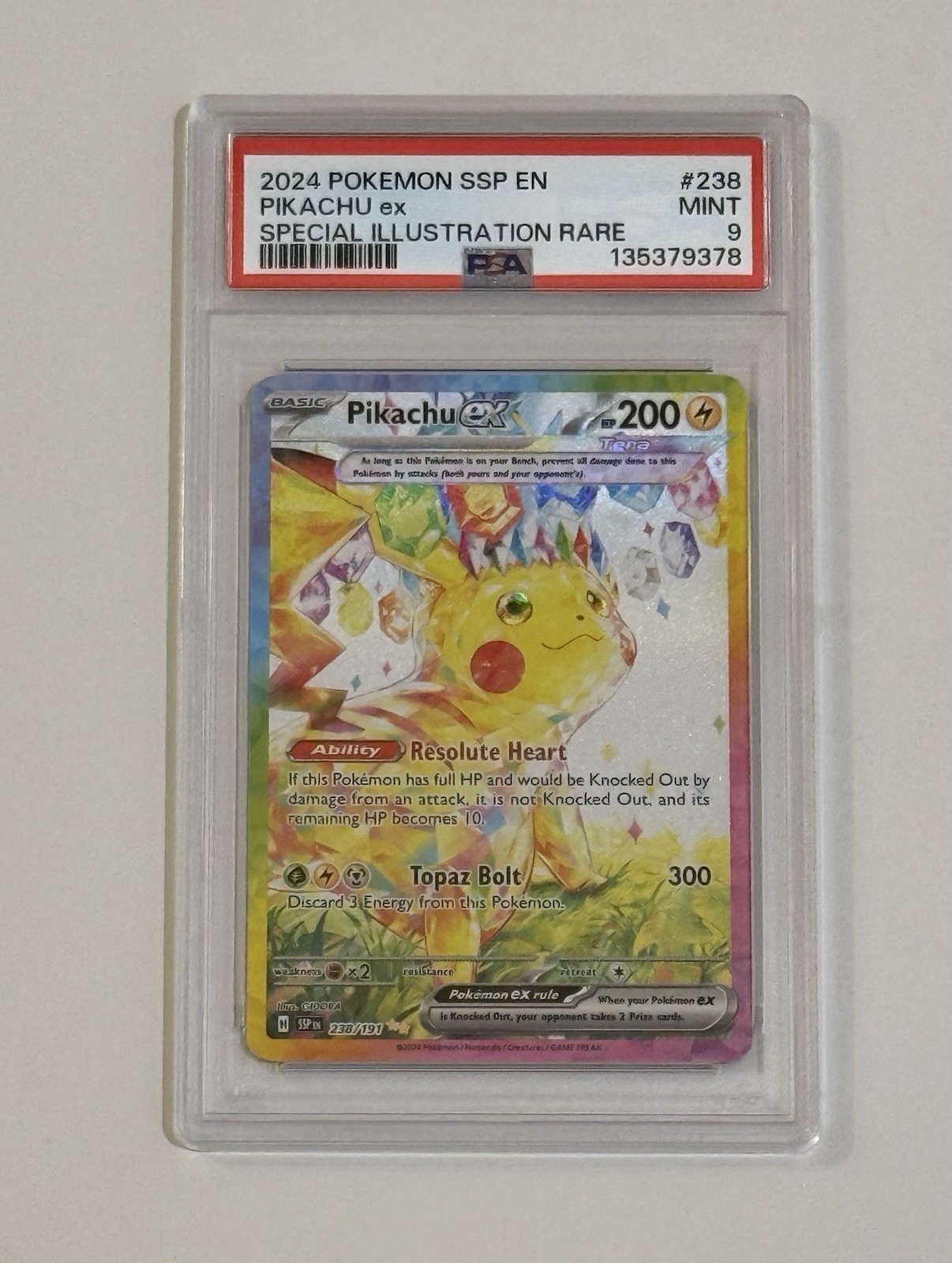 Pokemon PSA 9 Pikachu ex Surging Sparks - 238/191