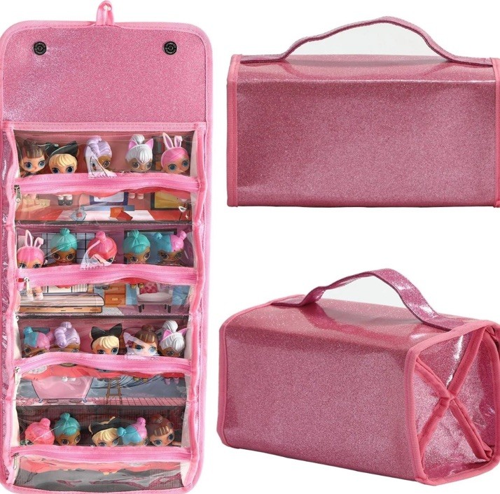 Doll Storage Organizer Faux Leather with Clear View for All 