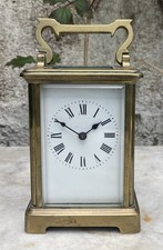 Antique Brass Carriage Clock with Key - Working Order