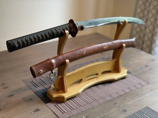 Authentic WWII Japanese Army Gunto Mumei KOTO Long Kissaki blade 脇差 Pilot Sword