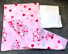 Copripiumino e federa letto Dunelm reversibile rosa stampa 'Cuori adorabili'