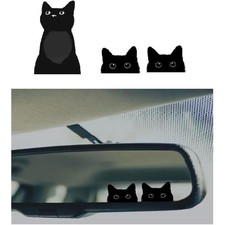 4 PCS Cute Kitty Cat Mirror Decals for Car, Rearview Mirror Peeking Vinyl Sticke