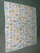Vintage Hand Quilted Crib Blanket Baby Quilt Boy/Girl Patchwork 40x32  