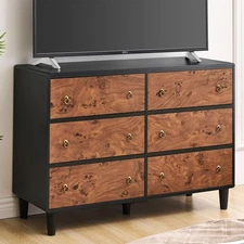 6 Drawers Dresser 47" Chest of Drawers Dresser Wood Drawer Organizer