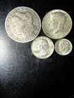 $1.85 US SILVER COINS MORGAN, JFK HALF, WASHINGTON QUARTER, ROOSEVELT DIME