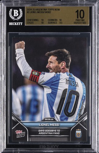 2024-25 ARGENTINA TOPPS NOW /34982 #2 LIONEL MESSI BGS 10