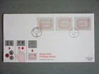 GB DEFINITIVE FDC 1984 FRAMA LABEL 3 1/2P TO 16P LONDON EC 31 SINGLE RING P/MARK