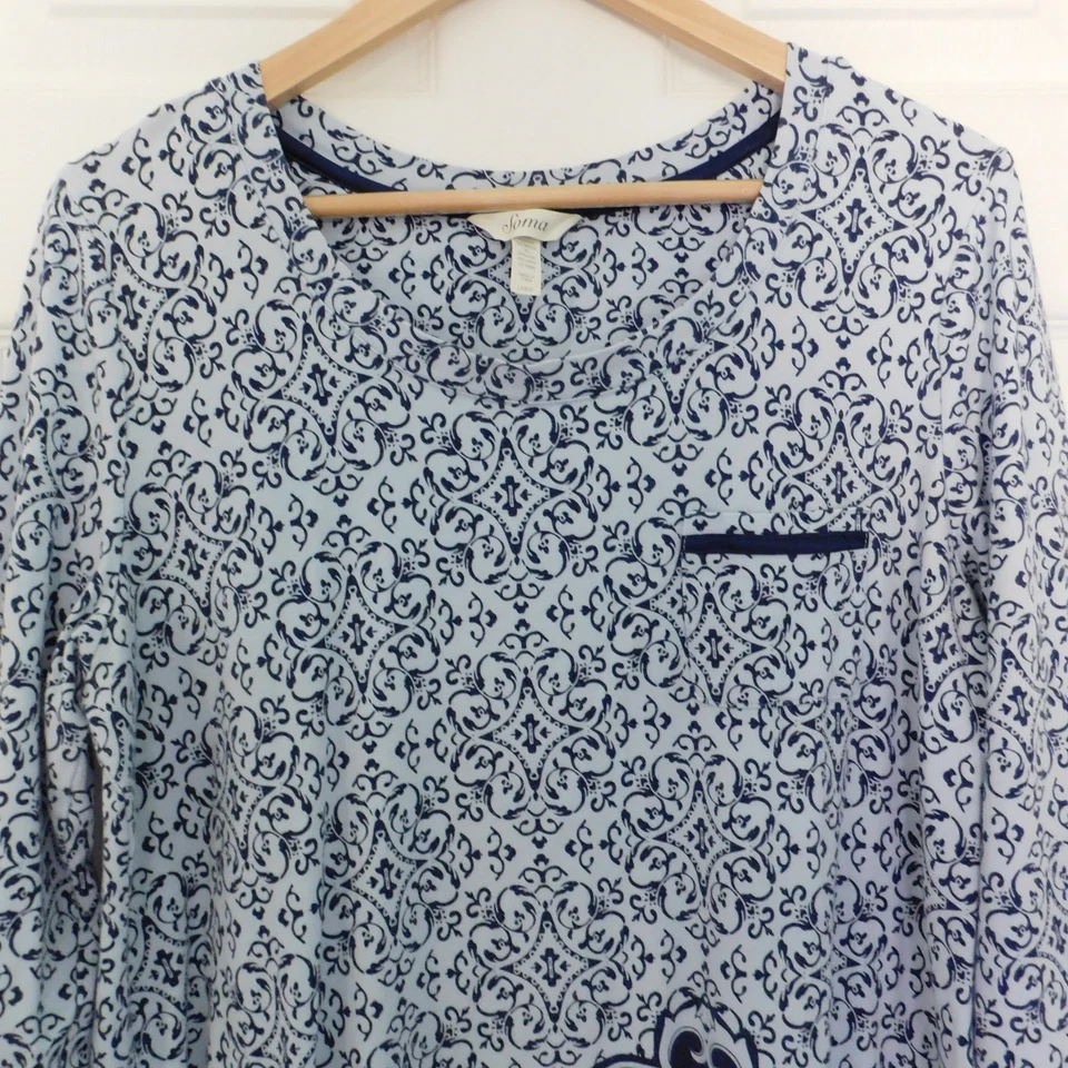 Camisón Soma Cool Nights azul estampado floral manga 3/4 grande Foto 2 de 4